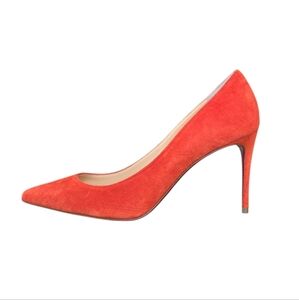 Christian Louboutin Kate 85 Suede Pumps Red Orange Heels Size 36.5